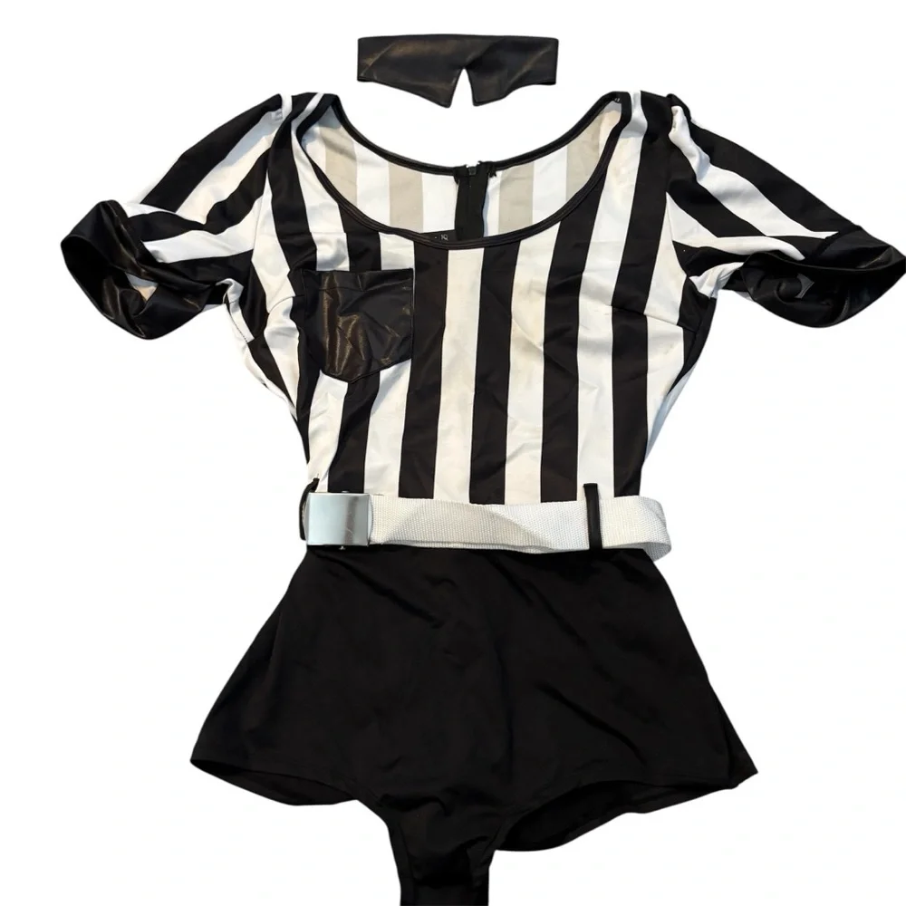 Leg Avenue Women’s No Rules Referee Halloween Costume Romper Set – Medium - Picture 2 of 4
